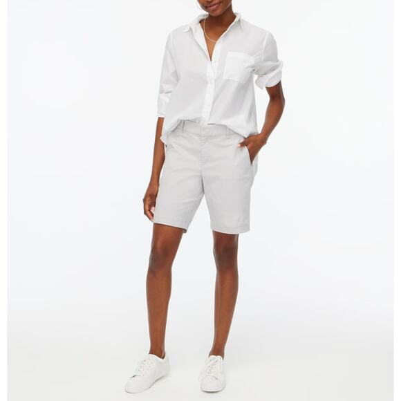 J.Crew 9" Frankie Bermuda Chino Short Sz 10 Oyster Grey Mid-Rise Zip Fly Stretch - Picture 1 of 8